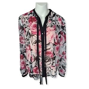 Karl Lagerfeld‎ Floral Tie neck Blouse